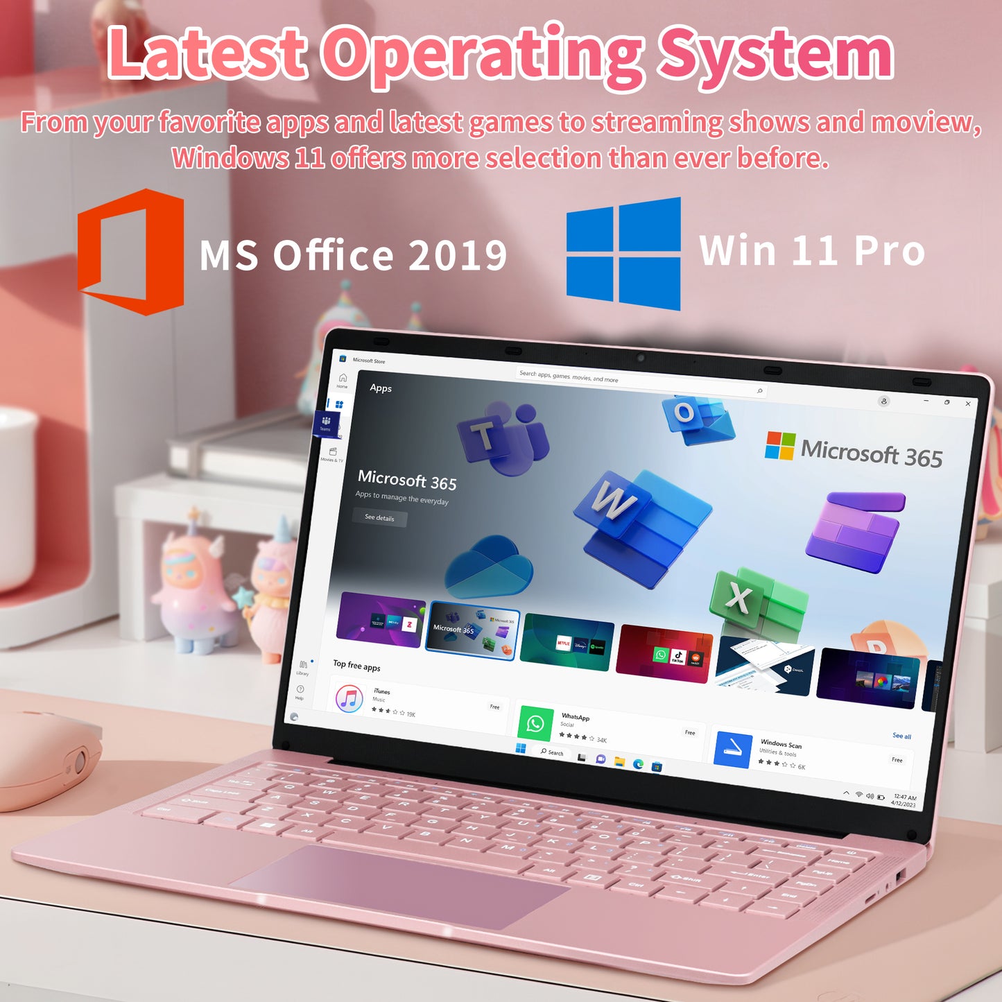 14" Rose Gold FHD IPS Display Ultra-Thin Laptop,Inter Celeron J4105 (up to2.8GHz), 6GB DDR4 RAM, 256GB SSD, 180° Opening, 2 USB3.0, WiFi/BT, Perfect for Travel, Study and Work