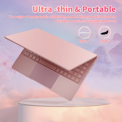 14" Rose Gold FHD IPS Display Ultra-Thin Laptop,Inter Celeron J4105 (up to2.8GHz), 6GB DDR4 RAM, 256GB SSD, 180° Opening, 2 USB3.0, WiFi/BT, Perfect for Travel, Study and Work