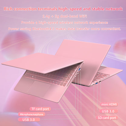 14" Rose Gold FHD IPS Display Ultra-Thin Laptop,Inter Celeron J4105 (up to2.8GHz), 6GB DDR4 RAM, 256GB SSD, 180° Opening, 2 USB3.0, WiFi/BT, Perfect for Travel, Study and Work