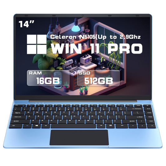 14" Laptop【Windows 11 Pro&Microsoft Office 365】 Celeron N5105, 16GB RAM, 1TB SSD, FHD IPS Display, 180° Convertible, Ultra-Thin, Portable/USB/HDMI/WiFi/Stylish Performance